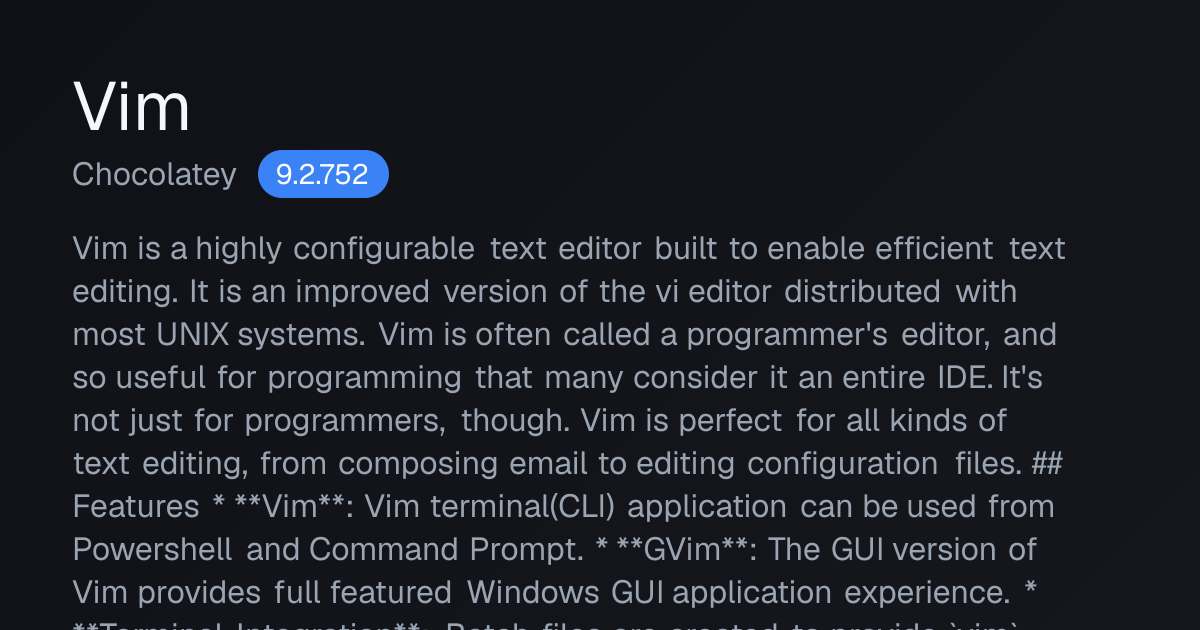 Releases · Vim - Chocolatey | Release Alert