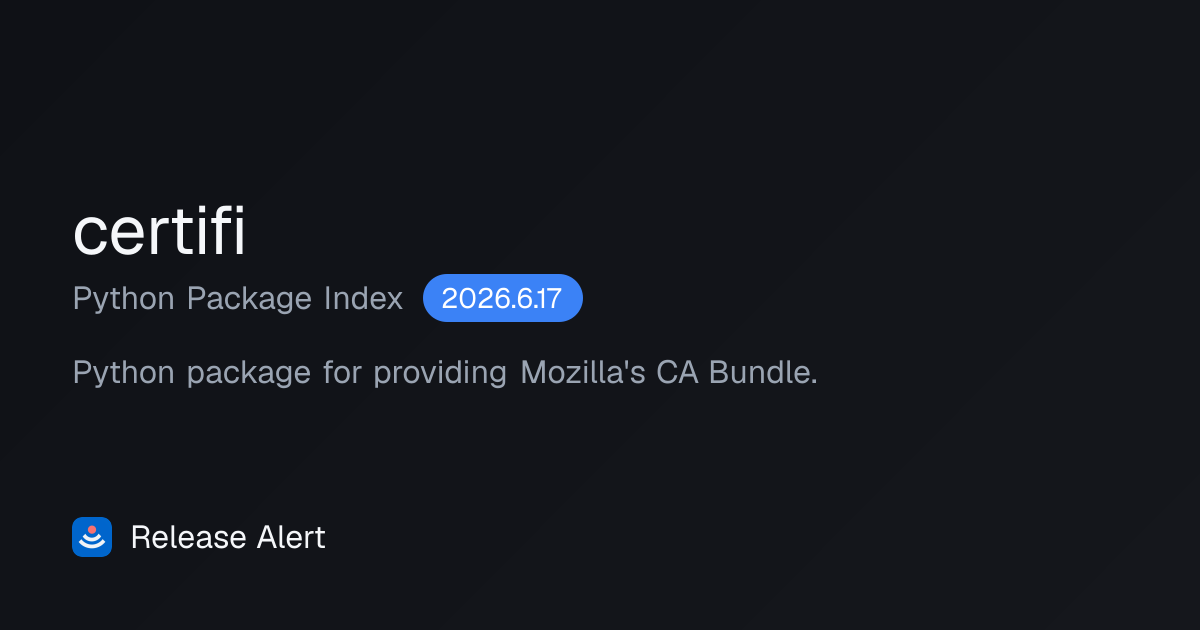 Releases · certifi - Python Package Index | Release Alert